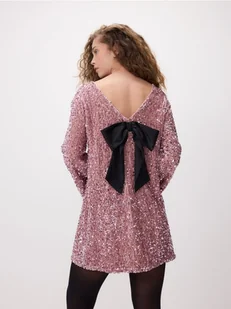 Reserved - Sukienka mini z kokardą - pastelowy róż - Sukienki - miniaturka - grafika 1