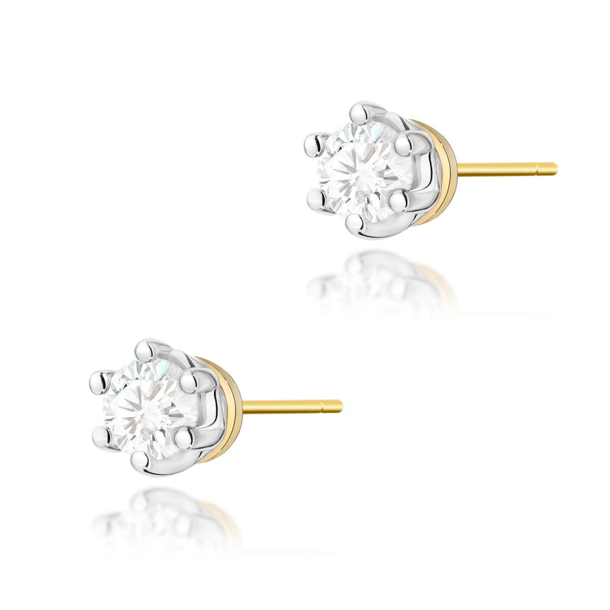 Złote kolczyki K0068 Diament 2 x 0,15ct żółte złoto pr. 585