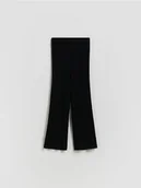 Swetry dla dziewczynek - Reserved - Dzianinowe spodnie flare - czarny - miniaturka - grafika 1