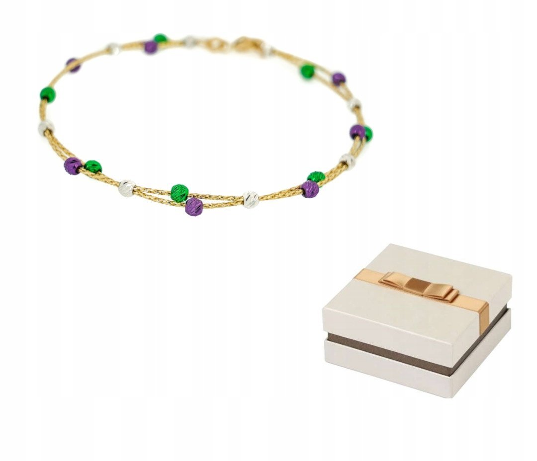 Złoto 585 Złota Bransoletka Sztywna z Kulkami 14 karatów BZ152