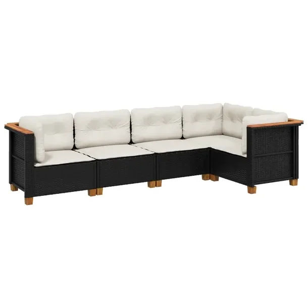 Zestaw wypoczynkowy ogrodowy czarny, rattan PE, wymiary 63,5 x 63,5 x 62 cm