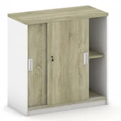 Szafy biurowe - B2B Partner Szafka przesuwna Mirelli A+, 800x400x800 mm, biały/dąb sonoma 437490 - miniaturka - grafika 1