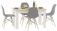 Stoły z krzesłami - Stół + Nowoczesny Biały Dąb Sonoma Z Szarymi Krzesłami A6-P47 - miniaturka - grafika 1