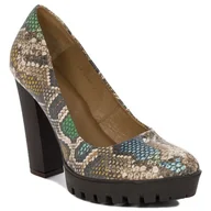 Czółenka - Maciejka Czółenka damskie na słupku multikolor beże gad-38 - miniaturka - grafika 1