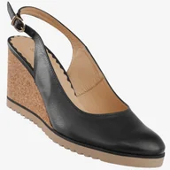 Czółenka - Czółenka Damskie Skórzane Buty Na Koturnie Gino Fabiani Granatowe 402 37 Granatowy - miniaturka - grafika 1