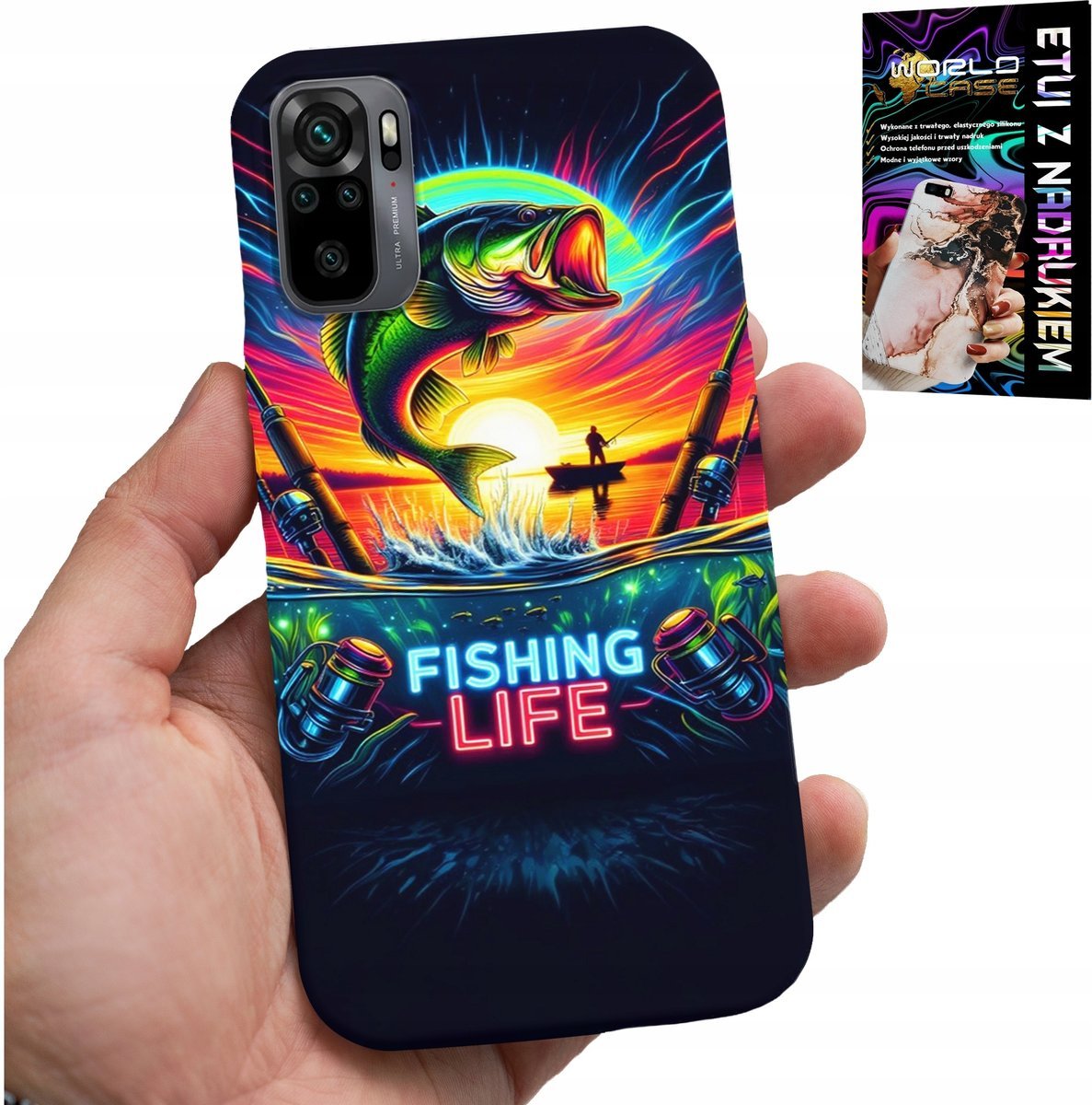 ETUI DO XIAOMI NOTE 10 / 10S - WZORY WĘDKARSKIE RYBY POŁÓW WĘDKA PLECKI