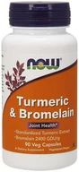 Suplementy naturalne - Now Foods Turmeric & Bromelain - Kurkuma 300 mg + Bromelaina 150 mg (90 kaps.) - miniaturka - grafika 1