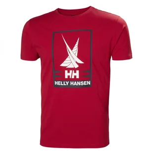 Męska Koszulka z krótkim rękawem HELLY HANSEN SHORELINE T-SHIRT 2.0 34222_163 – Czerwony - Koszulki męskie - miniaturka - grafika 1