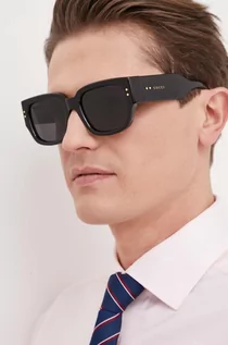 Okulary przeciwsłoneczne - Gucci okulary przeciwsłoneczne męskie kolor czarny - grafika 1