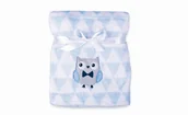 Koce i narzuty dla dzieci - Kocyk z haftem Ricco sówka 75x100 BabyMatex - miniaturka - grafika 1