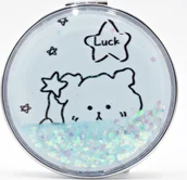 Lusterka do makijażu - Lusterko kosmetyczne myHomelife Lusterko małe kieszonkowe z brokatem miś luck - miniaturka - grafika 1