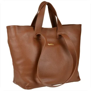 VEZZE Torba skórzana shopper bag brąz camel złote okucia na ramię i do ręki - Torebki damskie VEZZE Torba skórzana shopper bag brąz camel złote okucia na ramię i do ręki - Torebki damskie - miniaturka - grafika 1