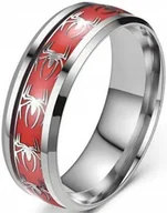 Pierścionki - Srebrny Pierścień Spider Man Człowiek Pająk Czerwony Marvel Stal Szlachetna - miniaturka - grafika 1