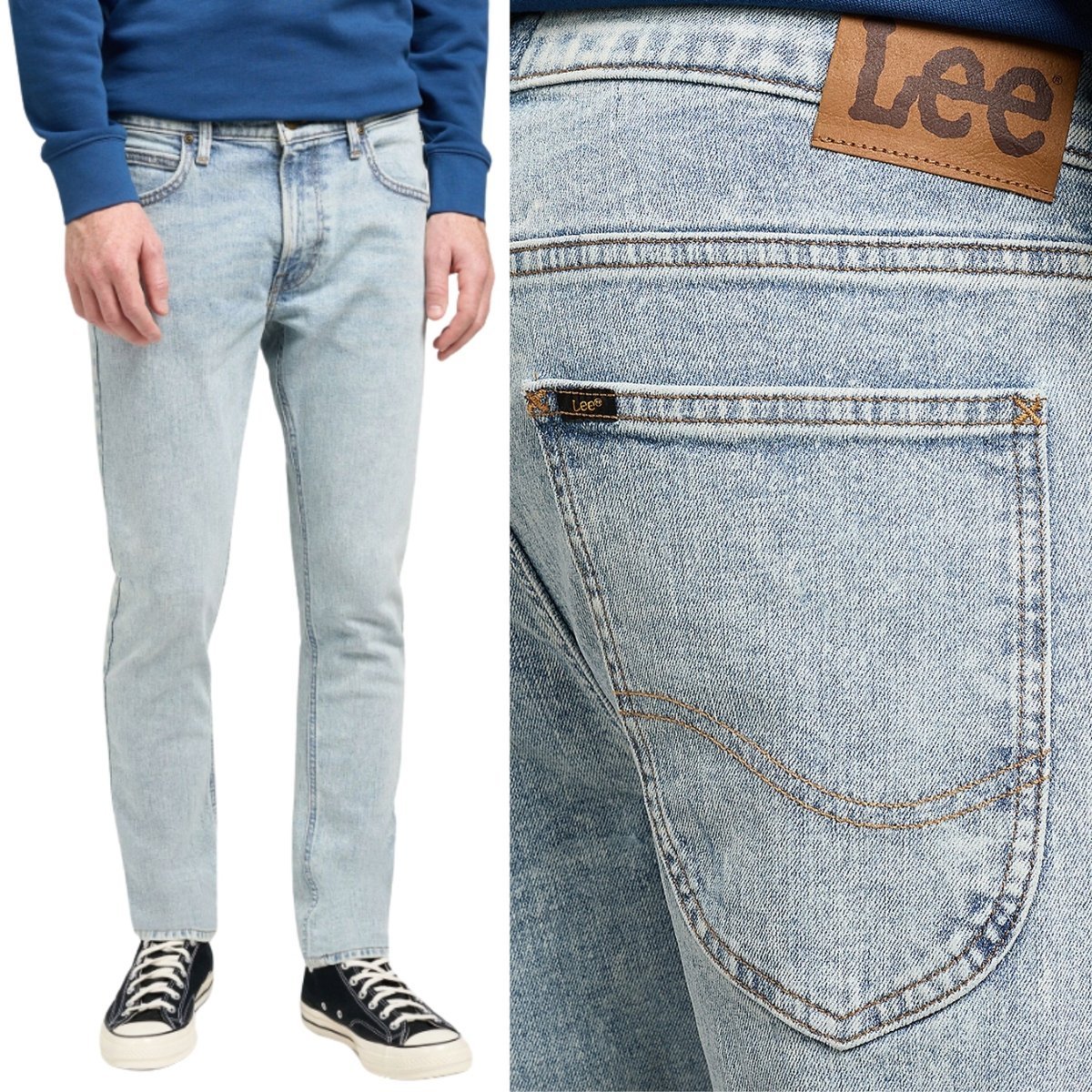 Lee LUKE SLIM Frost Blue mocno zwężane jasne spodnie jeansowe W28 L32