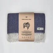 Koce - Koc wełniany 145x205 HOP Design Ruru Granatowy - miniaturka - grafika 1