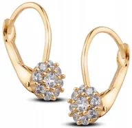 Biżuteria dla dzieci - ZŁOTE KOLCZYKI DLA DZIEWCZYNKI KWIATUSZKI Z BIAŁYMI CYRKONIAMI 14KT 585 - miniaturka - grafika 1