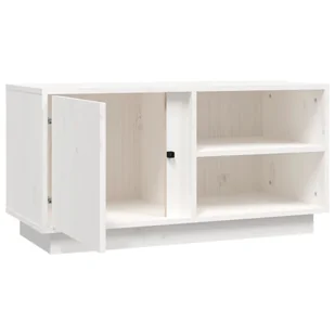 Lumarko Szafka pod telewizor, biała, 80x35x40,5 cm, lite drewno sosnowe - Szafki RTV - miniaturka - grafika 8