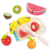 Zabawy w naśladowanie dorosłych - Tooky Toy: Zestaw do krojenia owoców, drewniany - miniaturka - grafika 1