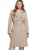 Płaszcze damskie - GUESS BEŻOWY PŁASZCZ KLASYCZNY Z PODSZEWKĄ DO KOLAN XS I1E - miniaturka - grafika 1