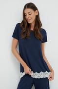 Piżamy damskie - United Colors of Benetton t-shirt piżamowy kolor granatowy - miniaturka - grafika 1