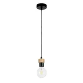 Lampy sufitowe - Britop lampa wisząca 1 punktowa CLARTE Metal czarny drewno dąb olejowany 3271104 3271104 - miniaturka - grafika 1