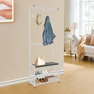 Szafki na buty - Wieszak na płaszcze, wieszak 3 w 1, ławka na buty, wieszak na płaszcze ze stołkiem - miniaturka - grafika 1