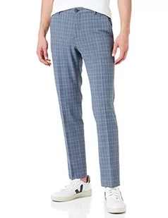 SELECTED HOMME Męskie spodnie dresowe Slhslim-Liam Greyblu Chk TRS Flex B Noos, Grey/Checks:blue, 90 - Spodenki męskie - miniaturka - grafika 1