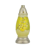 Lampiony i znicze - Znicz Wielkanocny Jajko 29 cm Żółty DP77 Delux Duży Znicz Szklany Malowany i Zdobiony Brokatem z Wkładem Wymiennym - miniaturka - grafika 1