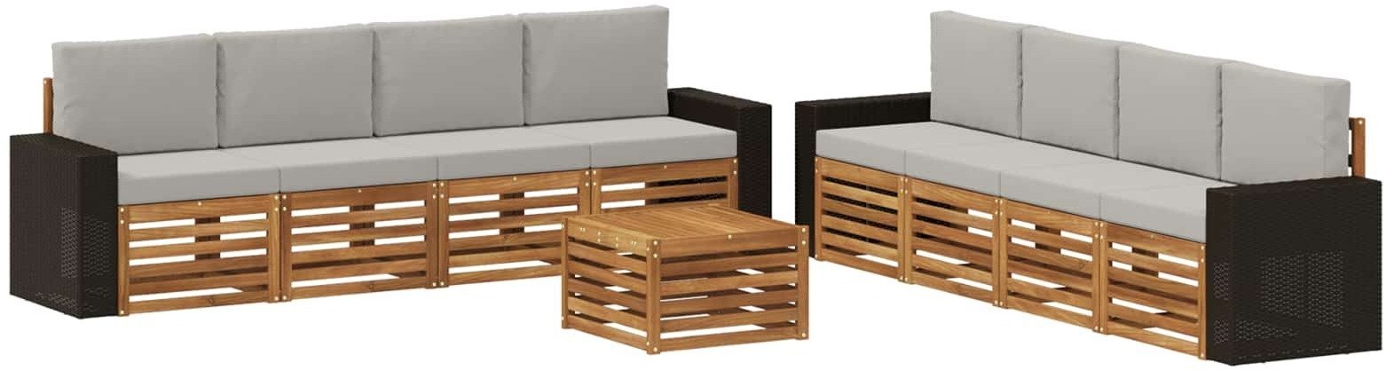 vidaXL Zestawy sof z poduszką 9 pcs Lite Drewno Akacji