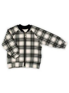 Chłopięca bluza bomberka dresowa w kratkę beżowe Nicol,r.74 - Bluzy dla chłopców - miniaturka - grafika 1