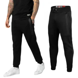 Spodnie dresowe Pit Bull 300 Interlock Saturn '23 - Czarne - Odzież taktyczna i umundurowanie - miniaturka - grafika 1