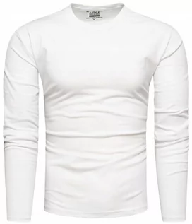 Koszulki męskie - ﻿Koszulka Męska z Długim Rękawem Bawełniany Longsleeve Gładki Biały M - grafika 1