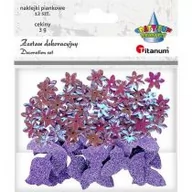 Zabawki kreatywne - Cekiny kwiaty + naklejki mix wrzosowe 12szt - miniaturka - grafika 1