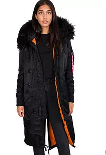 ALPHA INDUSTRIES Długa kurtka damska Fishtail, Czarny (Czarny - 03), XS - Kurtki damskie - miniaturka - grafika 1