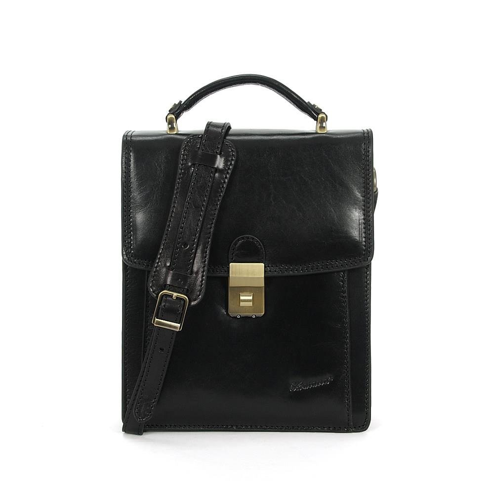 TORBA NA RAMIĘ RAPORTÓWKA z naturalnej, licowej skóry