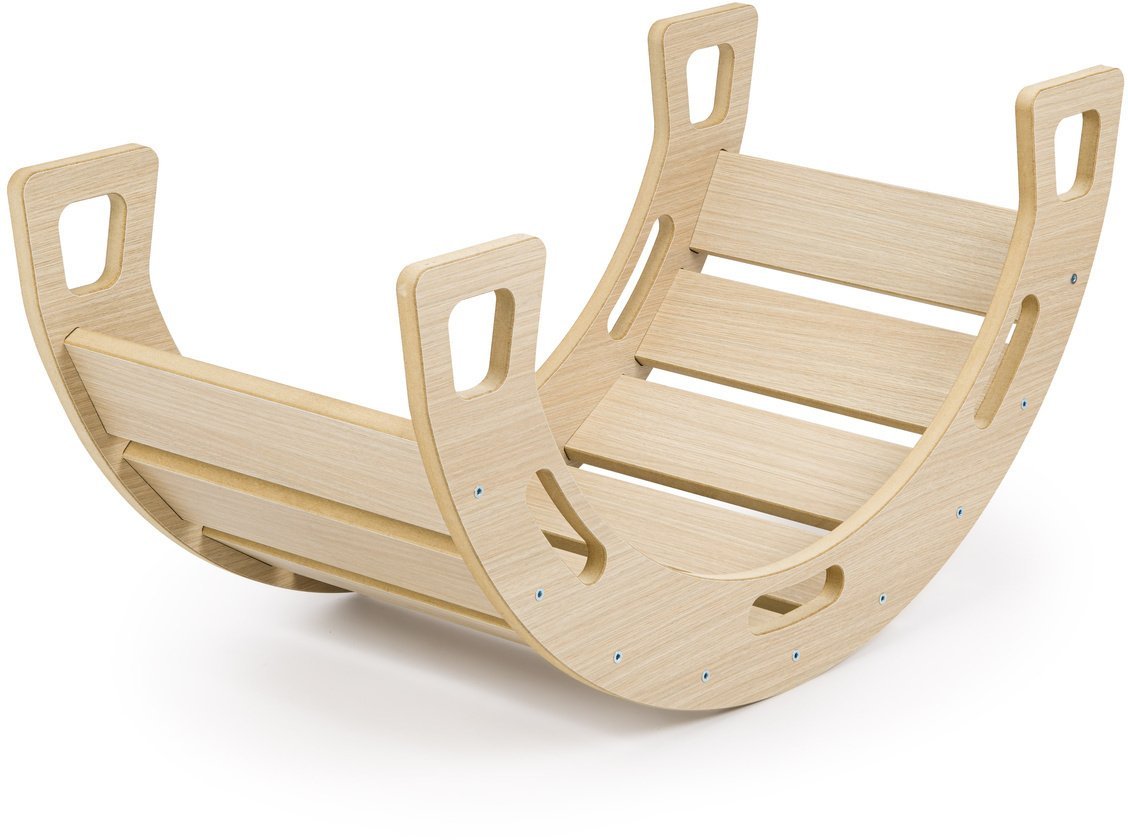 Bujak Montessori DĄB + zjeżdżalnia ze ścianką + poduszka różowa