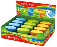 Temperówki - KEYROAD Temperówka KEYROAD Tri 3, plastikowa, potrójna, z pojemnikiem, display, mix kolorów KR971431 - miniaturka - grafika 1