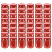 Pojemniki kuchenne - vidaXL vidaXL Szklane słoiki na dżem, czerwone pokrywki, 48 szt., 230 ml - miniaturka - grafika 1