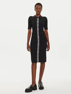 KARL LAGERFELD Sukienka dzianinowa 246W1320 Czarny Slim Fit - Sukienki - miniaturka - grafika 1