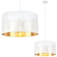Lampy sufitowe - Lampa sufitowa wisząca Asti biała glamour 1xE27 abażur okrągły 35cm biały/złoty Light Home LH - miniaturka - grafika 1