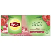 Herbata - Lipton Zielona herbata z nutą truskawki & maliny 28 g (20 torebek) - miniaturka - grafika 1