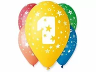 Balony i akcesoria - Balony pastelowe z nadrukiem jedynka 1 - mix - 30 cm - 5 szt. - miniaturka - grafika 1