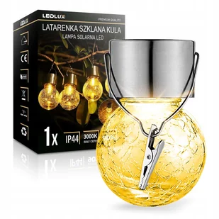 Lampka lampa SOLARNA Ogrodowa LED LATARENKA Szklana Kula biała ciepła - Lampy ogrodowe - miniaturka - grafika 1