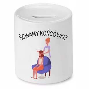 SKARBONKA FRYZJERKI FRYZJERA ŚCINAMY KOŃCÓWKI? z Nadrukiem ze Zdjęciem - Skarbonki - miniaturka - grafika 1