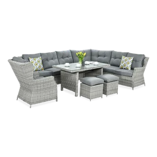Narożnik z technorattanu TRIVENTO DINING Stone Grey - Meble ogrodowe - miniaturka - grafika 1