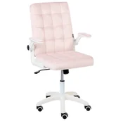 Fotele i krzesła biurowe - Beliani Krzesło biurowe DANDY Welur Pastelowy róż - miniaturka - grafika 1