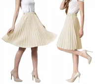 Spódnice - ELEGANCKA SPÓDNICA PLISOWANA MIDI SPÓDNICZKA NA GUMCE RETRO KOLORY S/M - miniaturka - grafika 1