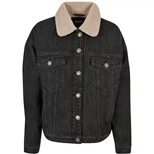 Urban Classics Ladies Oversized Sherpa Denim Jacket, modna damska kurtka dżinsowa oversize, dostępna w wielu kolorach, rozmiarach XS-5XL, Black washed, XL - Kurtki damskie - miniaturka - grafika 1