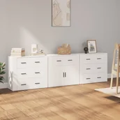 Szafki nocne - vidaXL Szafki, 3 szt., biały, materiał drewnopochodny - miniaturka - grafika 1