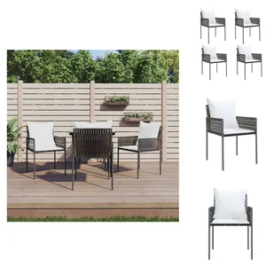 vidaXL Krzesła ogrodowe z poduszkami 4 szt. Brązowy 54x61x83 cm Poli rattan - Krzesła ogrodowe - Fotele i krzesła ogrodowe - miniaturka - grafika 1